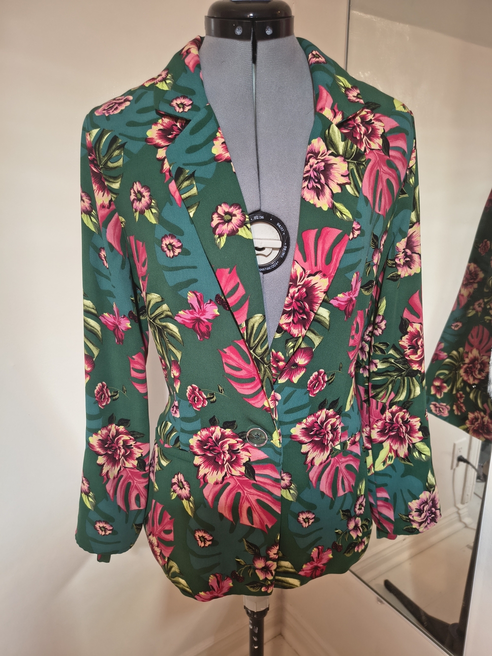 Studio F Green Blazer with Pink Floral Print